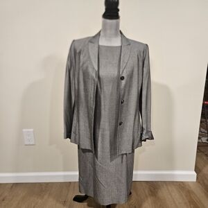 Kasper Women's Elegant Gray Blazer and Dress Set